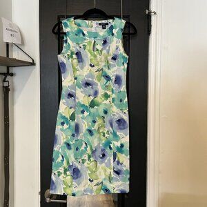 Chaps Dress Teal & Blue Floral